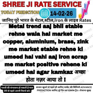 Aaj ka metal rate update jisme iron aur scrap ke taza bazaar bhav dikhaye gaye hain