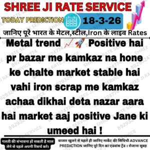 Aaj ka metal rate prediction jisme iron aur scrap ke daam me utar chadhav dikhaya gaya hai