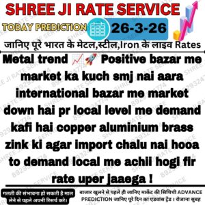 Aaj ka metal iron scrap rate prediction update with market trend analysis