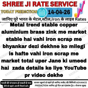 aaj ka metal scrap prediction copper aluminium iron scrap rate trend india