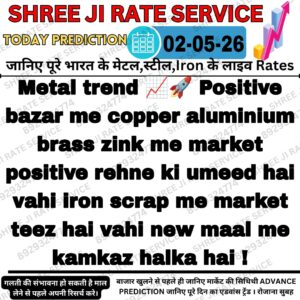 Metal, iron aur scrap ke price trend ka graph jisme aaj ki market prediction dikhai gayi hai