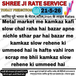 Aaj ke metal, iron aur scrap market price prediction aur trading trend analysis Hindi Hinglish mein.