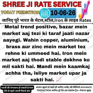 Metal, iron aur scrap market ke aaj ke rate trend aur price prediction ki jankari