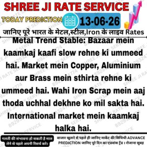 Aaj ke metal, iron aur scrap market prediction se judi latest jankari aur market trend ka visual.