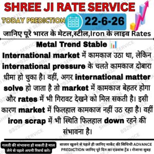 Aaj ke metal, iron aur scrap market price trend aur prediction ka latest update, jisme bazar ki sambhavit tezi aur mandi ki jankari di gayi hai.