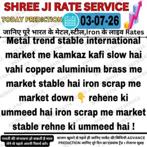Aaj ke metal, iron aur scrap market prediction ka latest update aur price trend ki jankari.