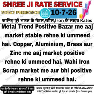 Aaj ke metal, iron aur scrap market ki price prediction aur latest trend ki jankari.