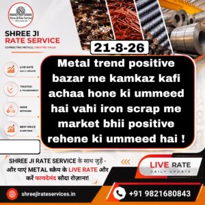 Aaj ke Metal, Iron aur Scrap ke latest bhav aur price update