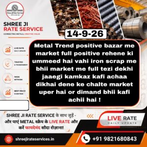Aaj ke metal, iron aur scrap price prediction ki jankari